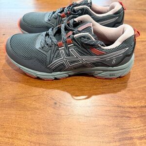ASICS Gel-Venture 8 Charcoal and Crimson/Light Pink Shoes